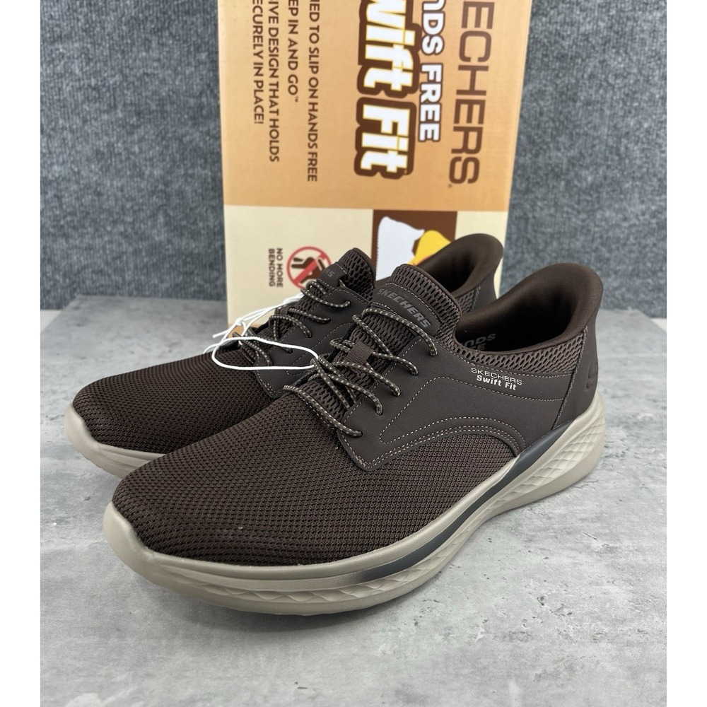 Skechers Swift Fit Hands Free Slip Ins Mens 12 Brown Memory Foam Shoes 182006